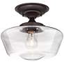 Schoolhouse Floating 12" Bronze Clear Glass Ceiling Lights Set of 2