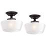 Schoolhouse Floating 12" Wide Bronze and White Ceiling Lights Set of 2