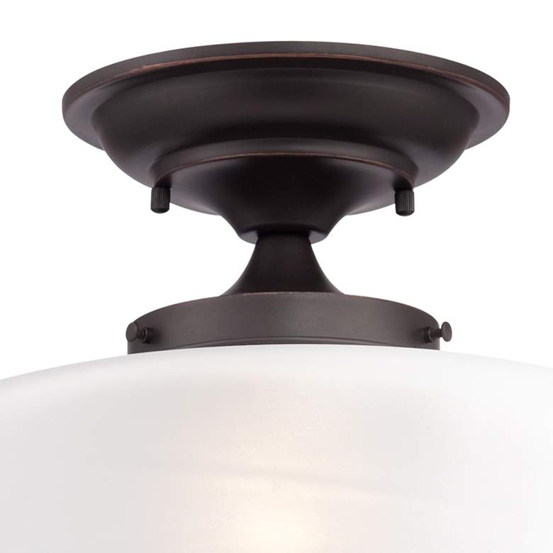 Image 2 Schoolhouse Floating 12 inch Wide Bronze and White Ceiling Lights Set of 2 more views