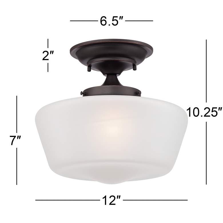 Image 6 Schoolhouse Floating 12" Wide Bronze and White Ceiling Lights Set of 2 more views