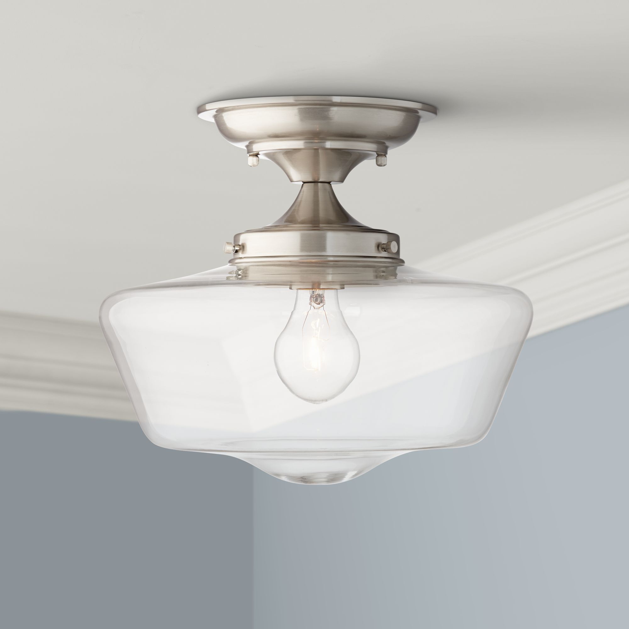 brushed nickel schoolhouse light