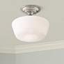 Schoolhouse Floating 12" Wide Nickel Opaque Ceiling Light