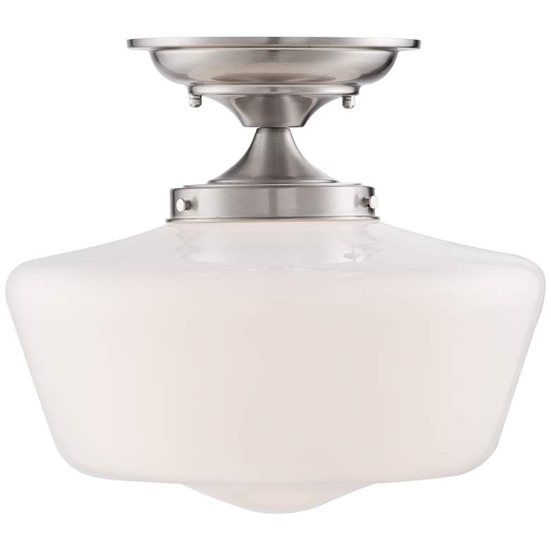 Image 5 Schoolhouse Floating 12 inch Wide Nickel Opaque Ceiling Light more views