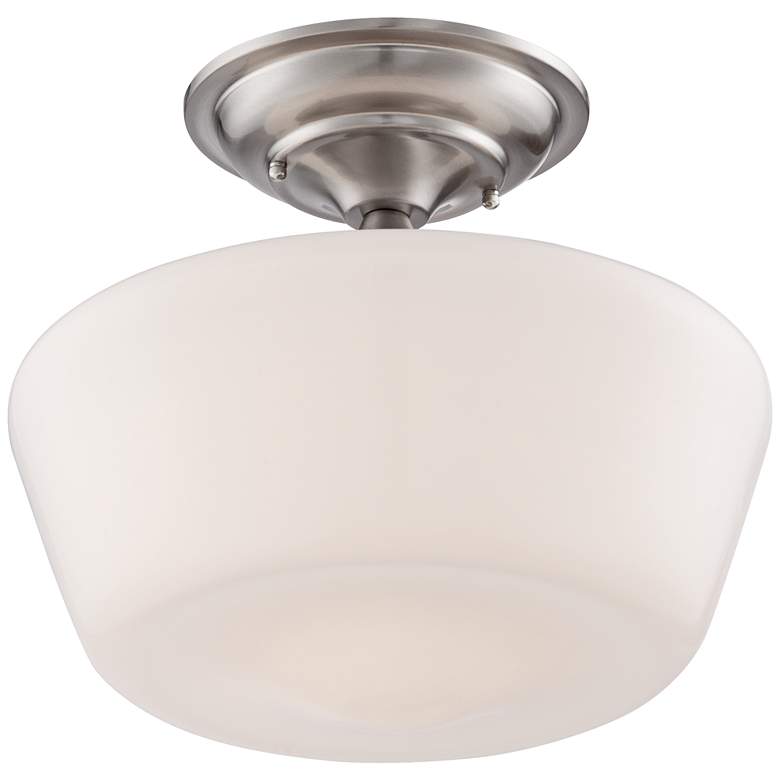 Image 6 Schoolhouse Floating 12 inch Wide Nickel Opaque Ceiling Light more views