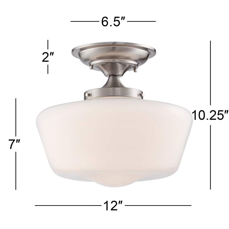Image 7 Schoolhouse Floating 12 inch Wide Nickel Opaque Ceiling Light more views