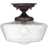 Schoolhouse Floating 12&quot;W Bronze Clear Glass Ceiling Light