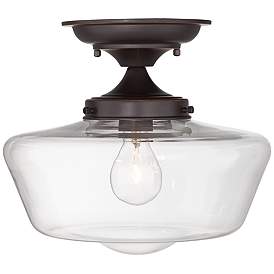 Image2 of Schoolhouse Floating 12"W Bronze Clear Glass Ceiling Light