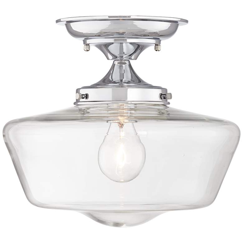 Image 2 Schoolhouse Floating 12"W Chrome Clear Glass Ceiling Light