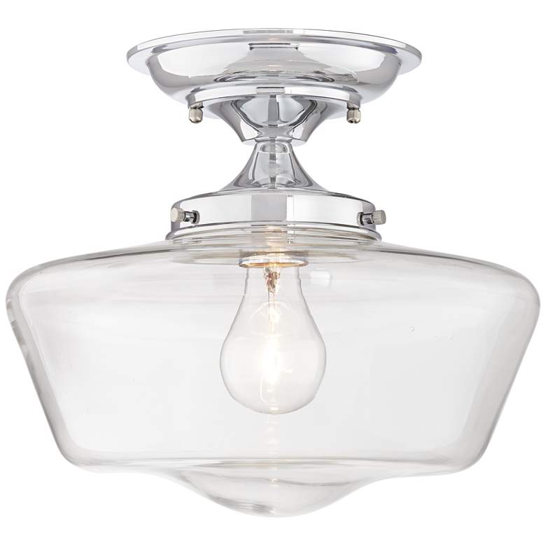Image 5 Schoolhouse Floating 12"W Chrome Clear Glass Ceiling Light more views