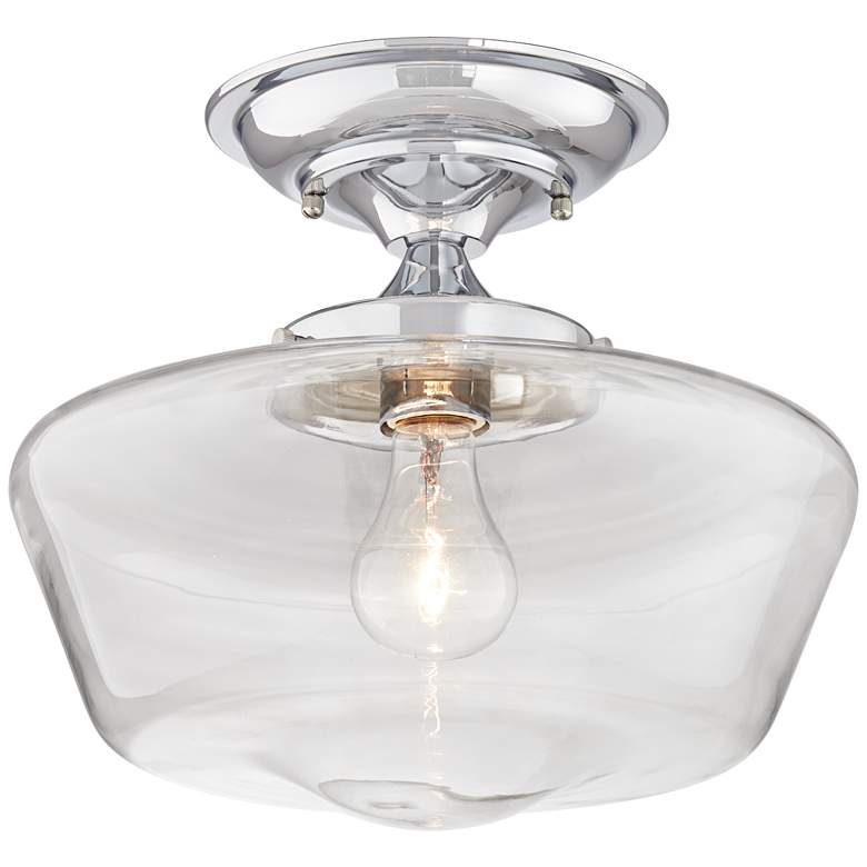 Image 6 Schoolhouse Floating 12"W Chrome Clear Glass Ceiling Light more views