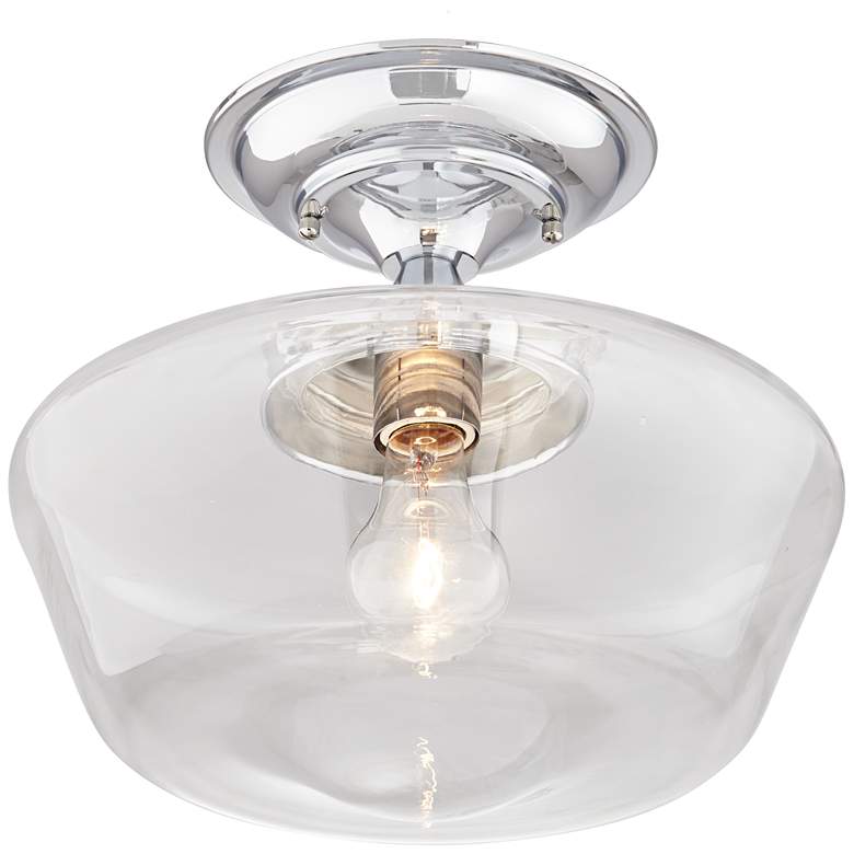 Image 7 Schoolhouse Floating 12 inchW Chrome Clear Glass Ceiling Light more views