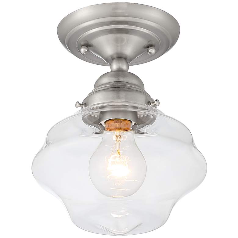 Schoolhouse Floating 7&quot;W Brushed Nickel and Clear Glass Ceiling Light more views
