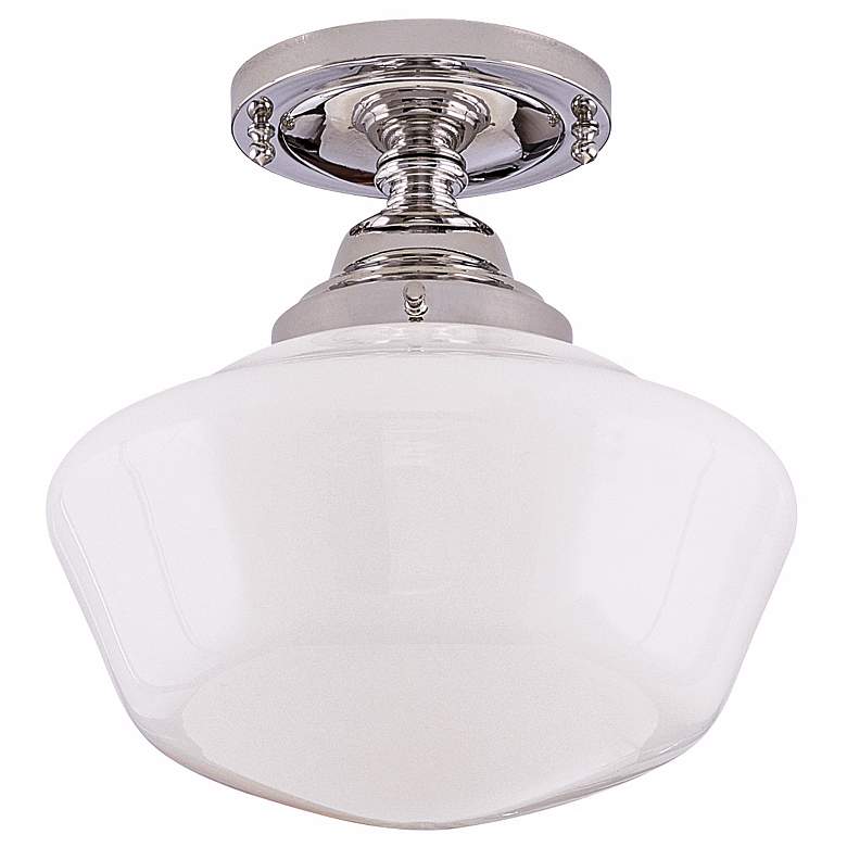 Image 1 Schoolhouse Step 10 inch Wide Polished Nickel Ceiling Light