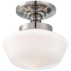 Schoolhouse Style 12&quot; Wide Polished Nickel Ceiling Light