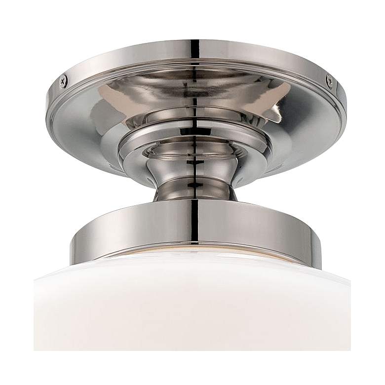 Image 2 Schoolhouse Style 12" Wide Polished Nickel Ceiling Light more views