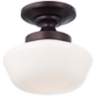 Schoolhouse Style 12" Wide Brushed Bronze Ceiling Light