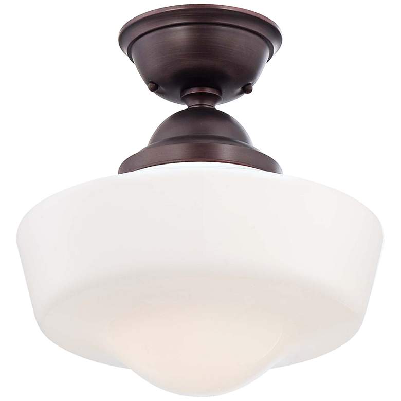 Image 2 Schoolhouse Style 13 3/4" Wide Brushed Bronze Ceiling Light