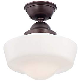 Image2 of Schoolhouse Style 13 3/4" Wide Brushed Bronze Ceiling Light