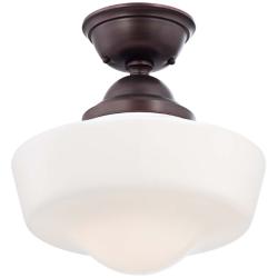 Schoolhouse Style 13 3/4&quot; Wide Brushed Bronze Ceiling Light