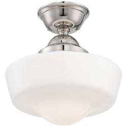 Schoolhouse Style 13 3/4&quot; Wide Polished Nickel Ceiling Light