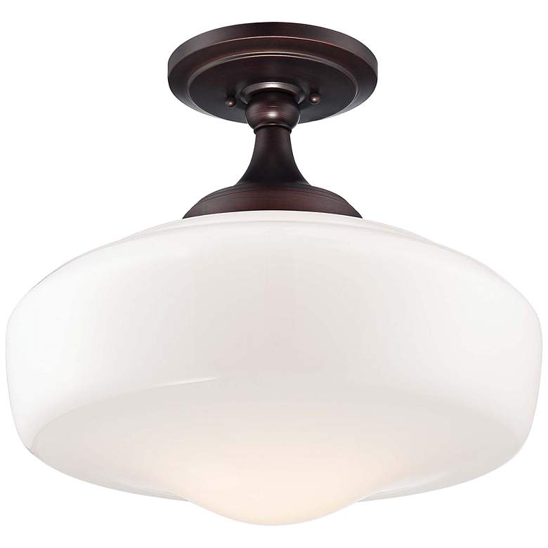 Image 2 Schoolhouse Style 17 1/4 inch Wide Brushed Bronze Ceiling Light
