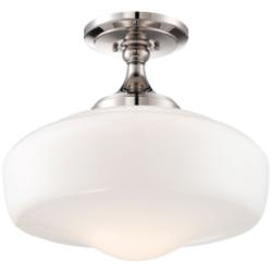 Schoolhouse Style 17 1/4&quot; Wide Polished Nickel Ceiling Light