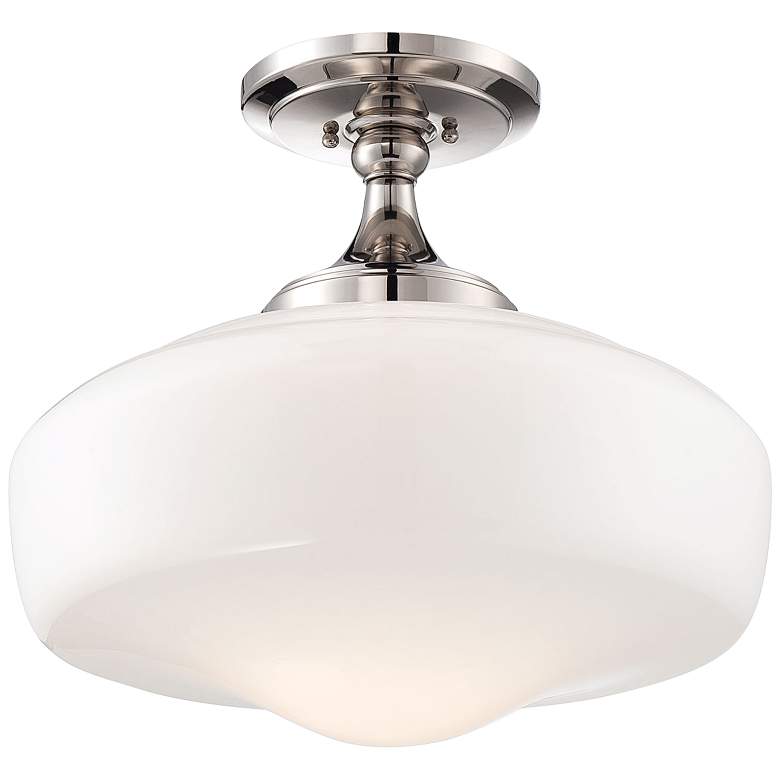 Image 1 Schoolhouse Style 17 1/4 inch Wide Polished Nickel Ceiling Light