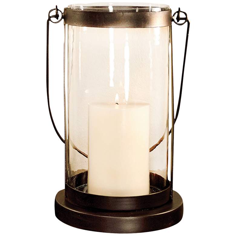 Image 1 Schooner Rustic and Clear Small Lantern Pillar Candle Holder