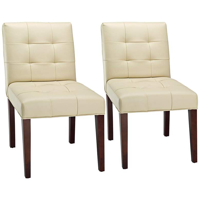Image 1 Schultz Cream Bycast Leather Side Chairs Set of 2