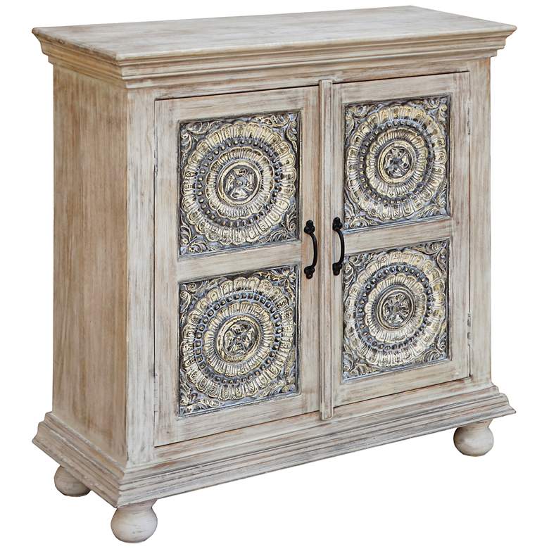 Image 1 Schyler 38 inch Wide Colony White Wash 2-Door Accent Cabinet