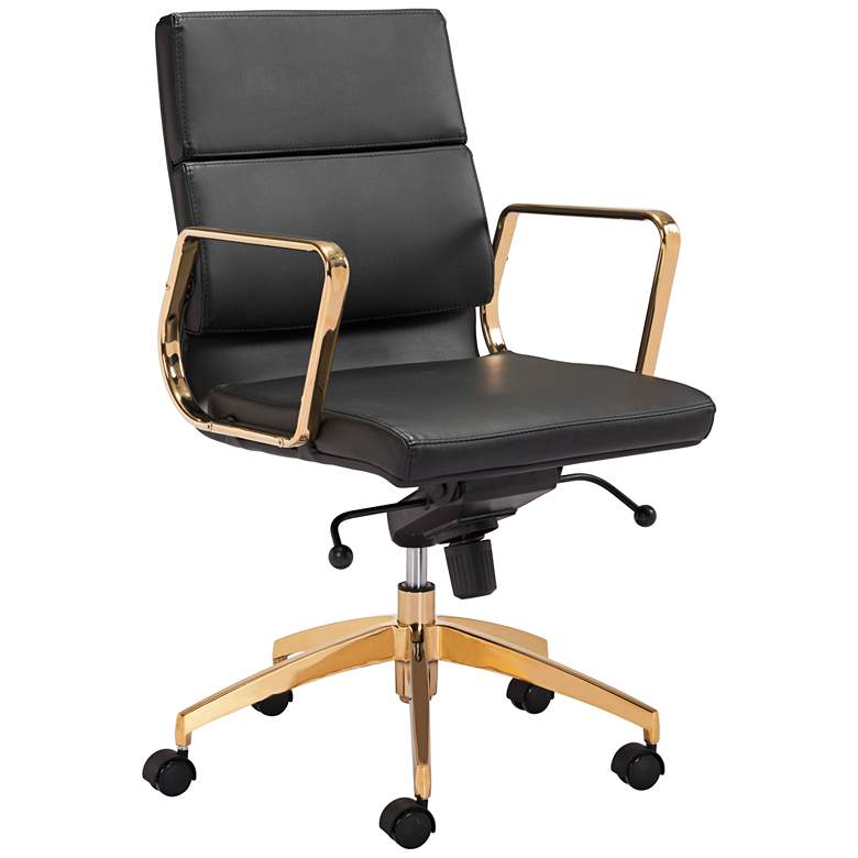 Image 1 Scientist Black and Gold Low Back Adjustable Office Chair