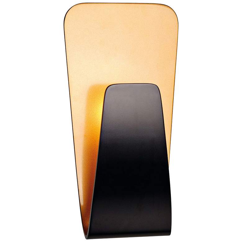 Image 1 Scoop 10 1/2 inch High Black and Gold LED Wall Sconce