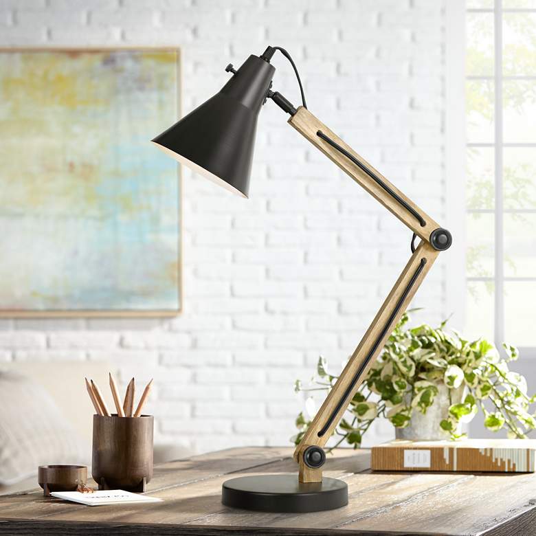 Image 1 Scotia Dark Bronze Metal and Wood Desk Lamp