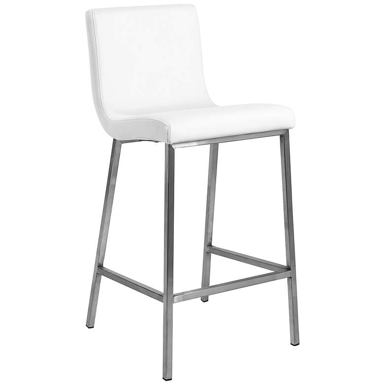 Image 1 Scott 26 inch White Leatherette Stainless Steel Counter Stool