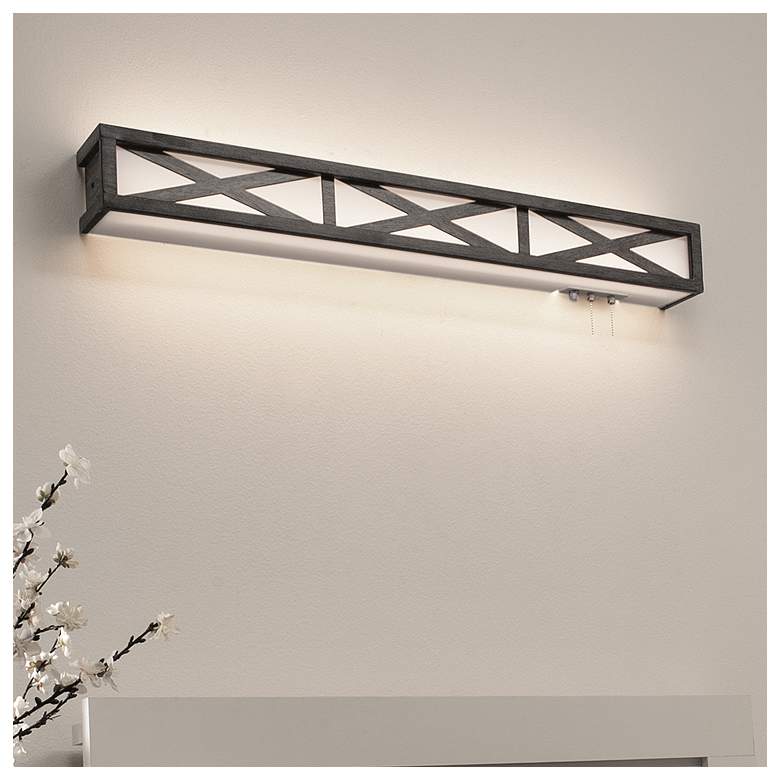 Image 1 Scott - 38" Over Bed Fixture - Distressed Grey Finish - White Acrylic