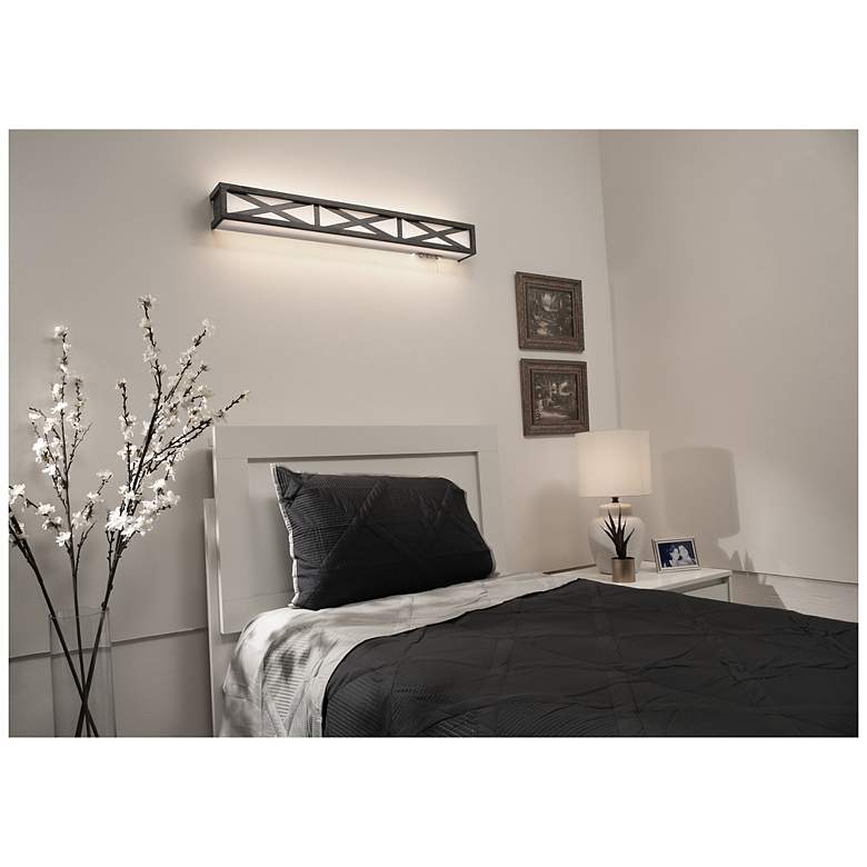 Image 3 Scott - 38" Over Bed Fixture - Distressed Grey Finish - White Acrylic more views