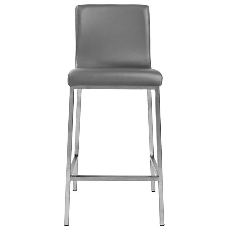 Image 2 Scott Counter Stool in Gray and Brushed Stainless Steel - Set of 2 more views