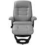 Scotte Silver Gray Leather Swivel Recliner with Ottoman