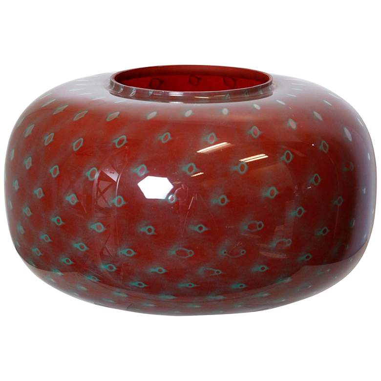 Image 1 Scottish Red - Art Glass Vaso Puff Vase - 14In W. X 11In Ht. X 14In D.