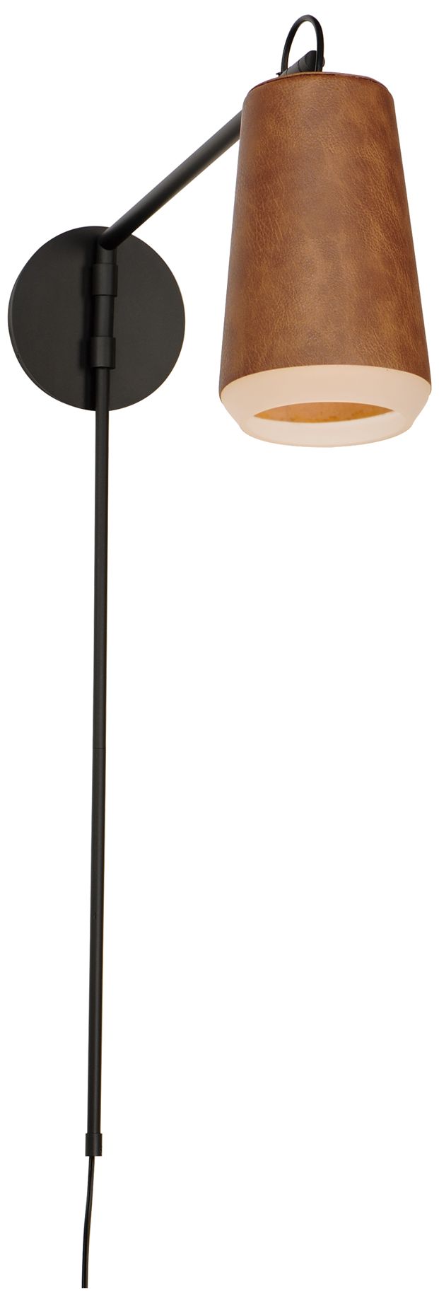 Image 2 Scout 1-Light Swing Arm LED Sconce - Weathered Wood/Tan Leather