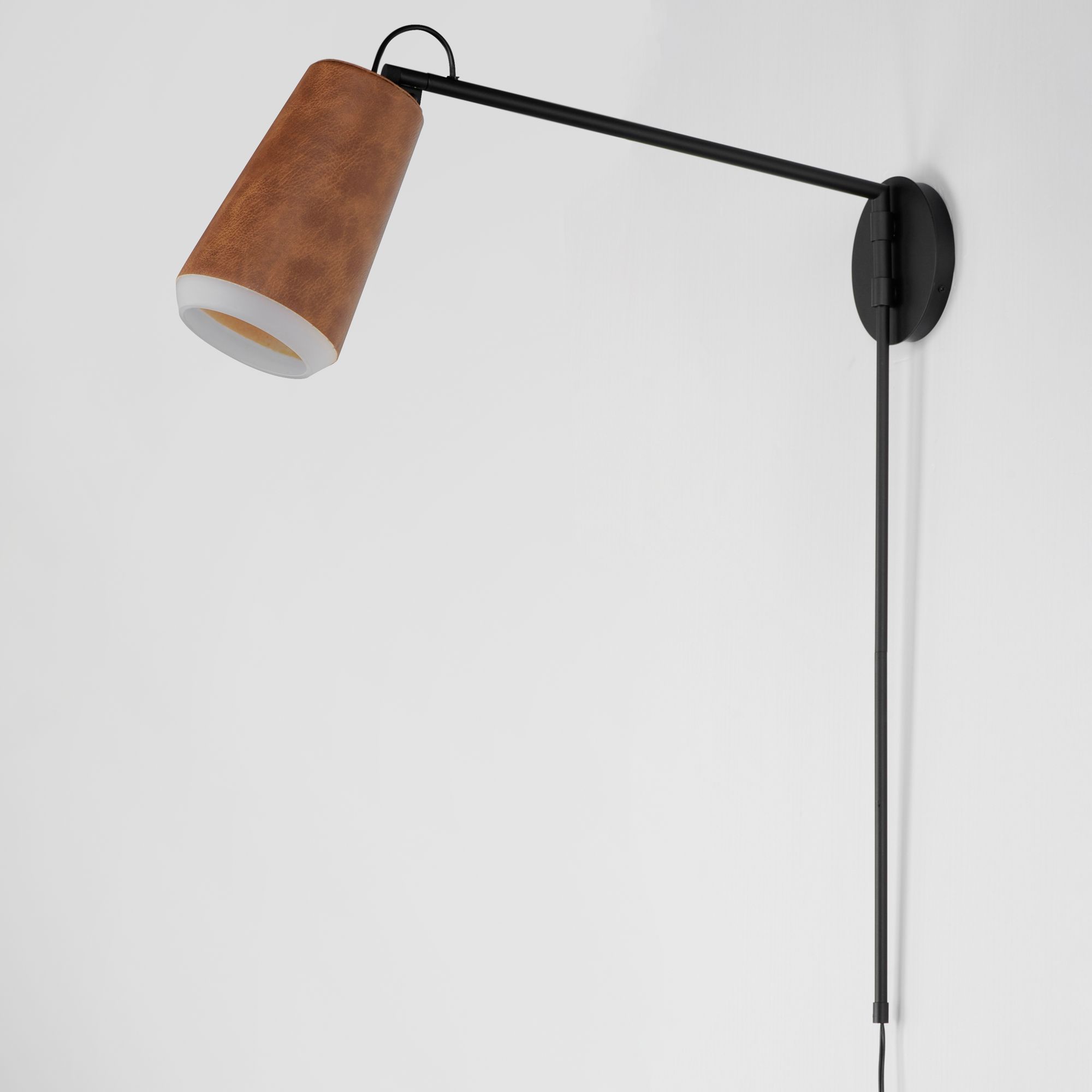 Image 4 Scout 1-Light Swing Arm LED Sconce - Weathered Wood/Tan Leather more views