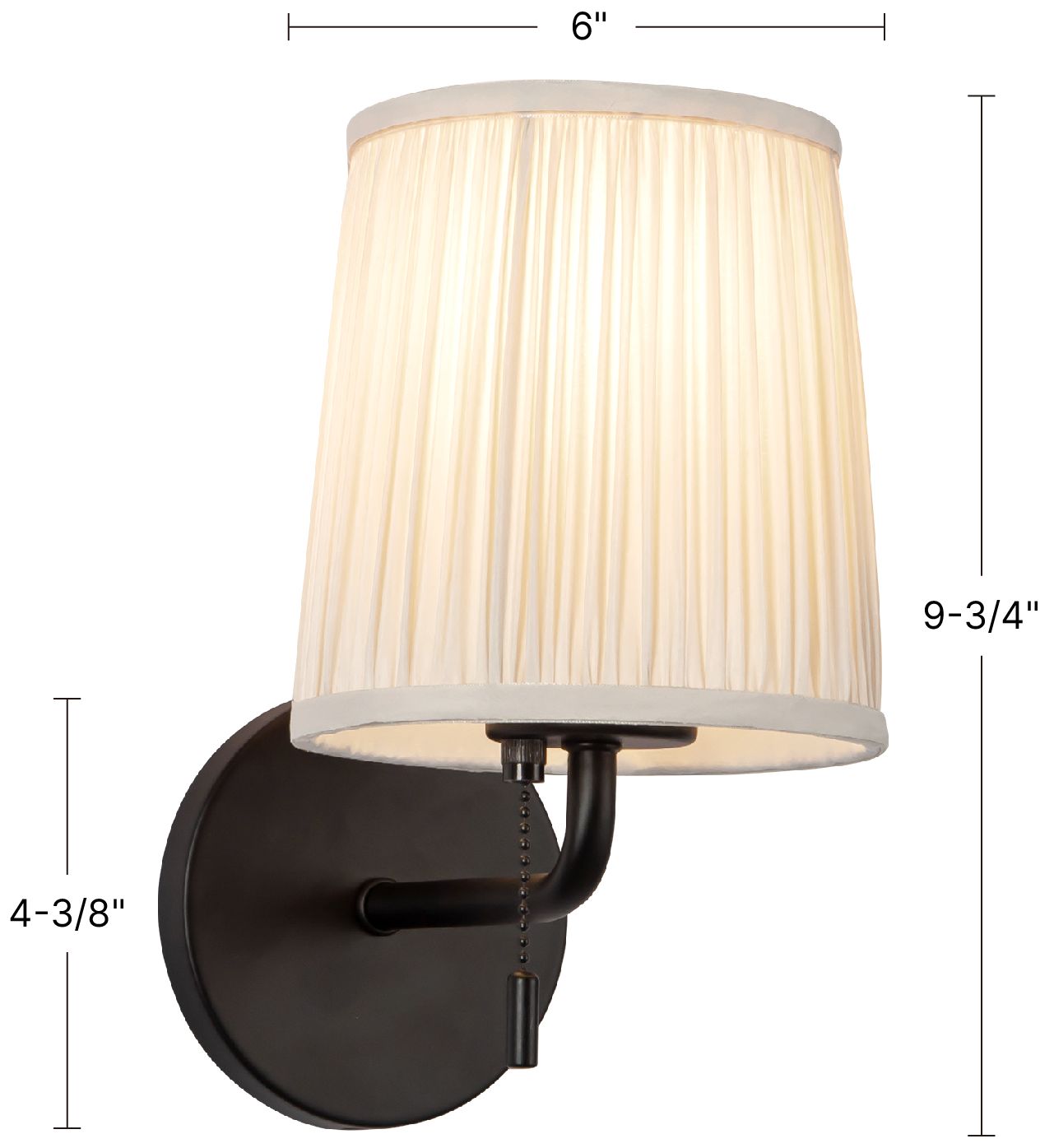 Image 7 Scout 10-in Matte Black Wall/Vanity Light w/ Patterned Pleated Green Linen more views