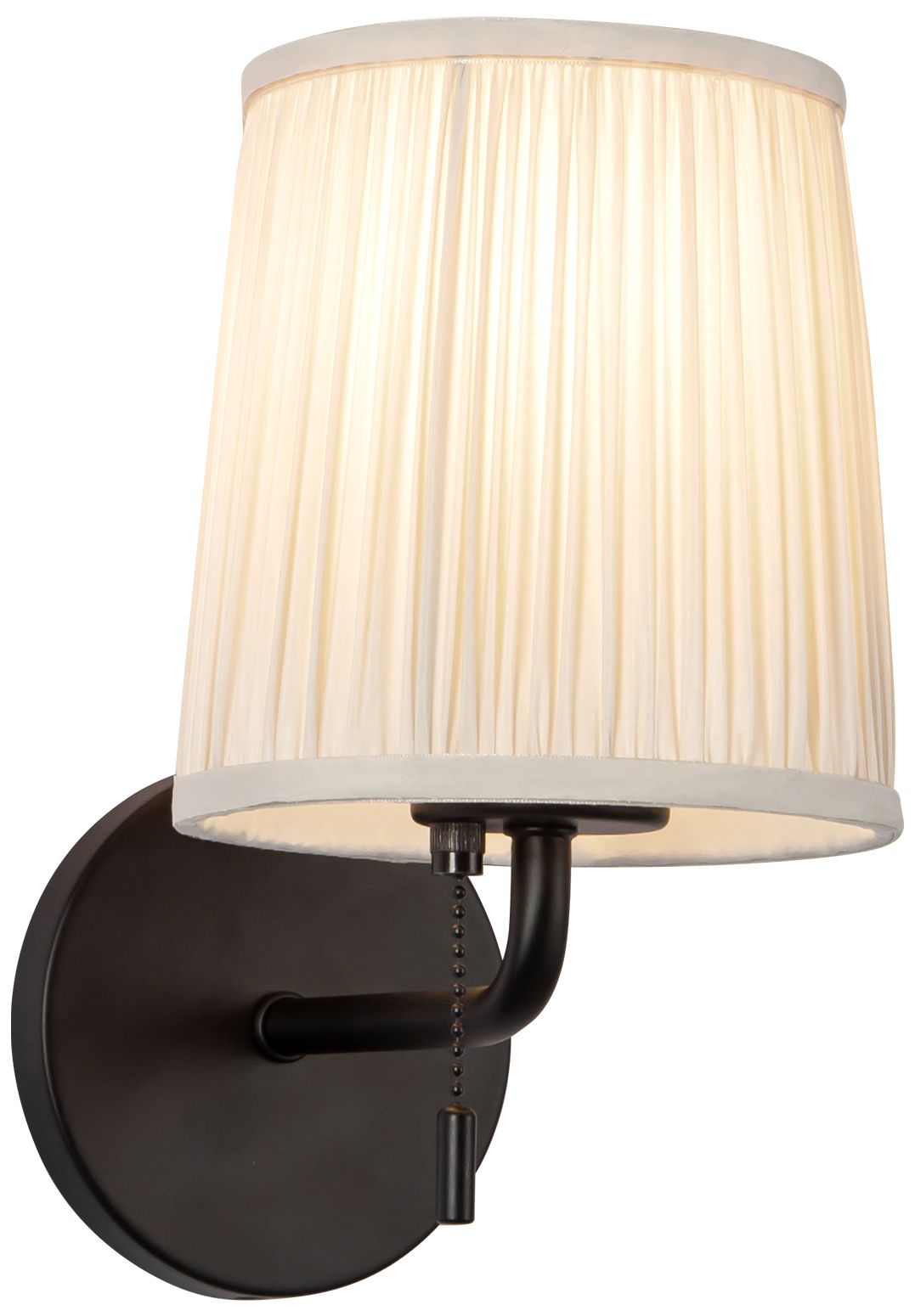 Scout 10-in Matte Black Wall/Vanity Light with Pleated White Linen Shade