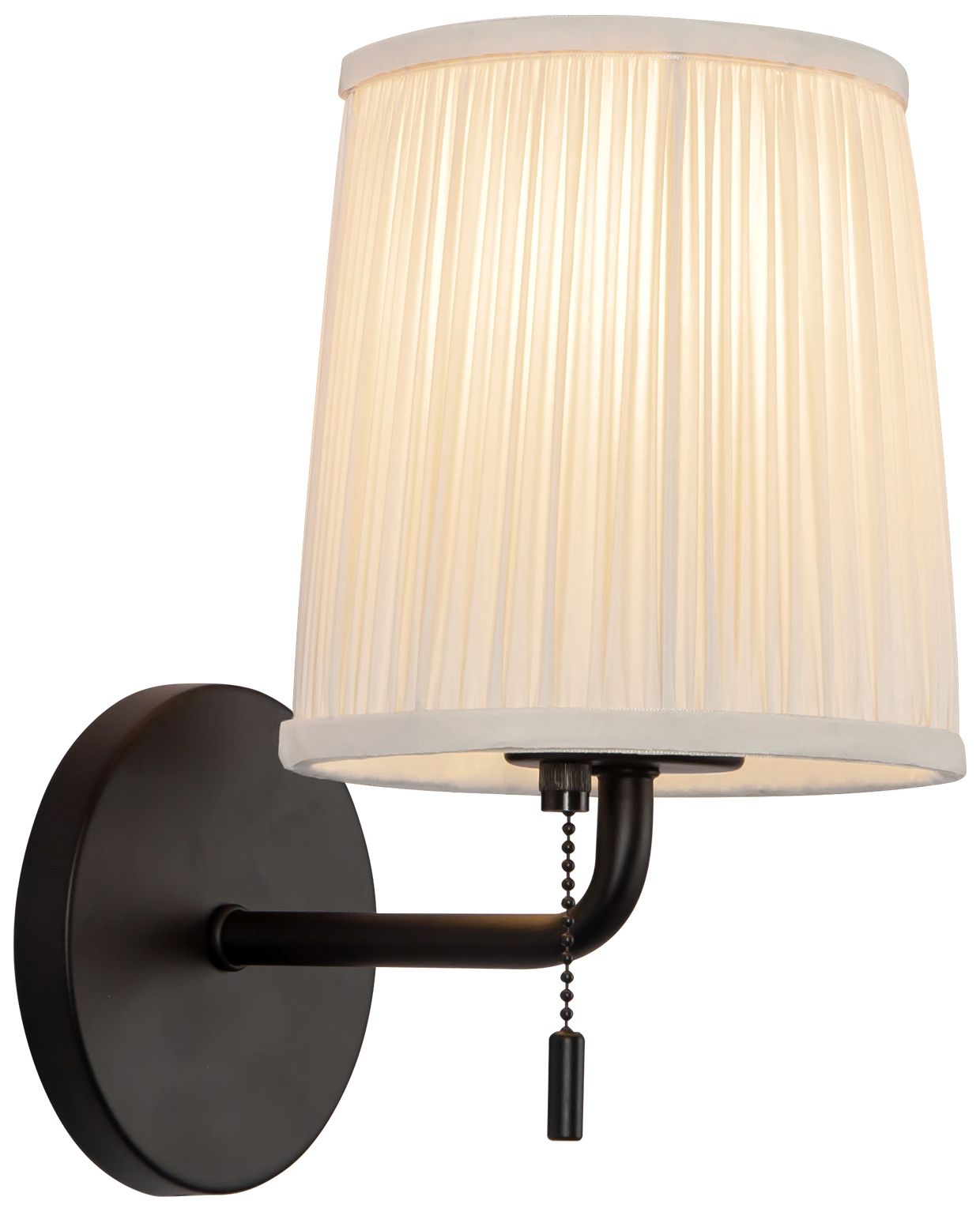 Image 3 Scout 10-in Matte Black Wall/Vanity Light with Pleated White Linen Shade more views