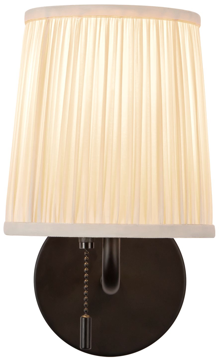 Image 4 Scout 10-in Matte Black Wall/Vanity Light with Pleated White Linen Shade more views