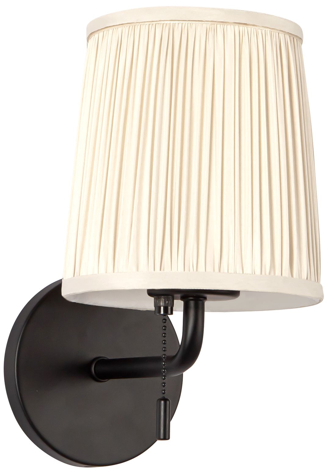 Image 6 Scout 10-in Matte Black Wall/Vanity Light with Pleated White Linen Shade more views