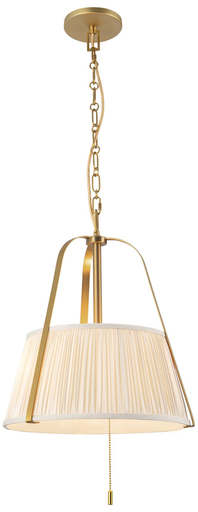 Image 3 Scout 13-in Brushed Gold Pendant with Pleated White Linen Shade more views
