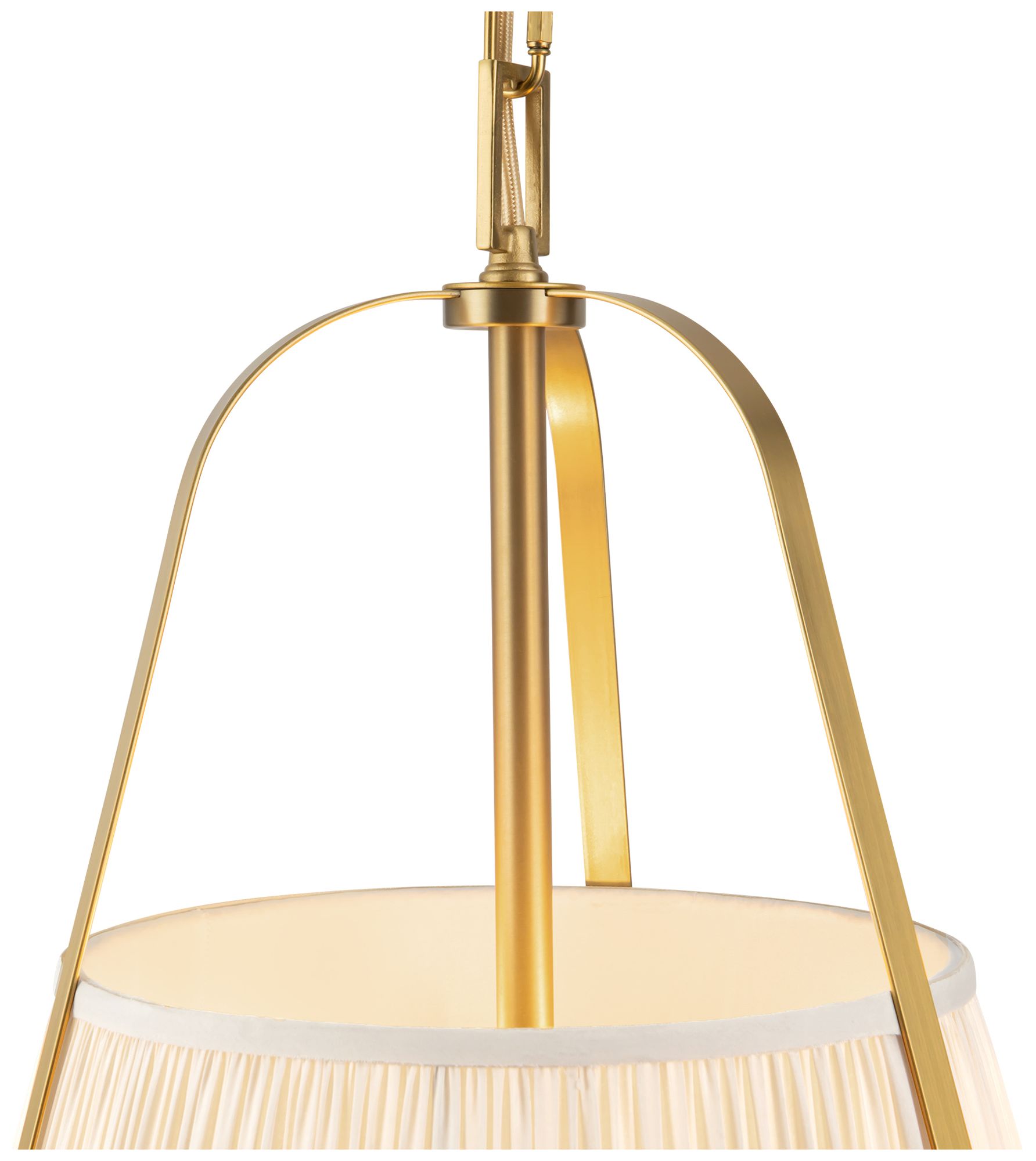 Image 5 Scout 13-in Brushed Gold Pendant with Pleated White Linen Shade more views