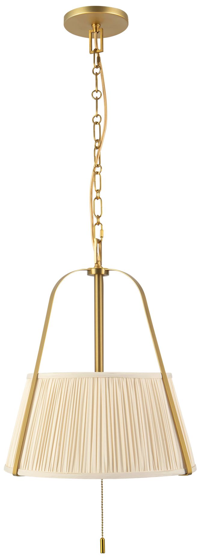 Image 6 Scout 13-in Brushed Gold Pendant with Pleated White Linen Shade more views