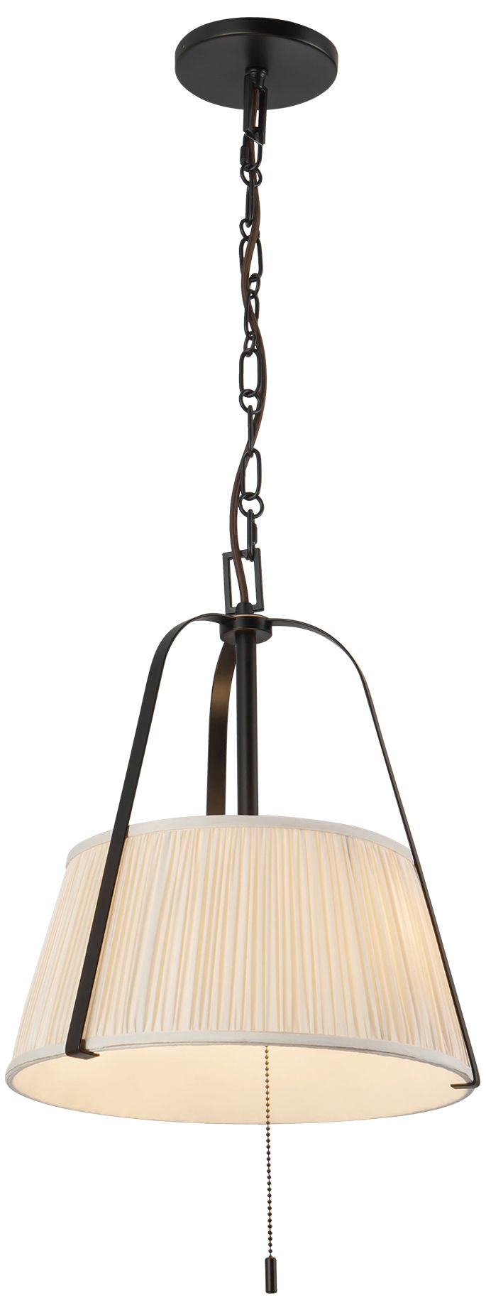 Image 3 Scout 13-in Matte Black Pendant with Pleated White Linen Shade more views